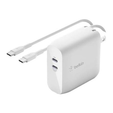Belkin WCH003DQ2MWH-B6 BOOST CHARGE Dual USB-C PD GaN Wall Charger 68W + USB-C Cable