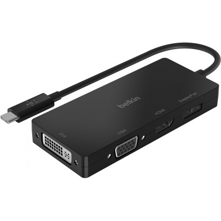 Belkin AVC003BTBK USB-C to DVI-I, VGA, HDMI, DisplayPort Adapter - 4K Support - Black