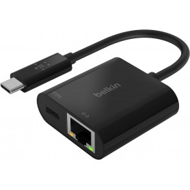 Belkin INC001BTBK USB Type-C to Gigabit Ethernet Adapter with Power Delivery (Retail Package)