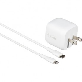 Belkin WCH001DQ1MWH-B5 BOOSTCHARGE 30W USB-C GaN Wall Charger + USB-C to Lightning Cable