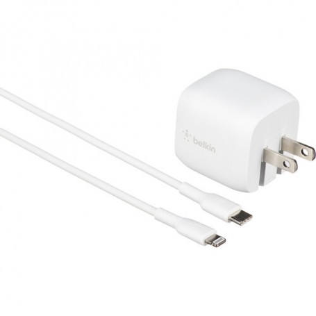 Belkin WCH001DQ1MWH-B5 BOOSTCHARGE 30W USB-C GaN Wall Charger + USB-C to Lightning Cable