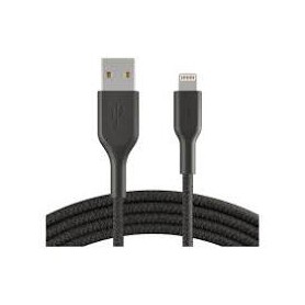 Belkin PK1002BT2MC12PK Playa USB Type A to Lightning Braided Cable, Black, 2m, 2-Pack