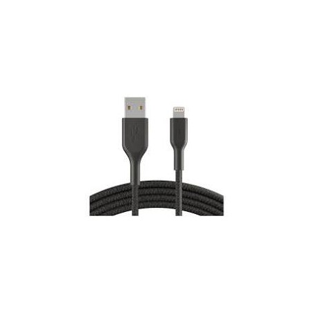 Belkin PK1002BT2MC12PK Playa USB Type A to Lightning Braided Cable, Black, 2m, 2-Pack