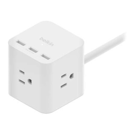 Belkin SRA006P3TT5 3-Outlet Power Strip with 5FT Cord & USB-A Ports