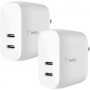 Belkin BBC009-WH-2PK Dual 20W USB-C Charger White 2-pack