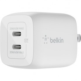 Belkin WCH011DQWH BoostCharge Pro 45W Dual USB-C GaN Wall Charger