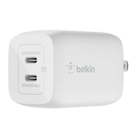 Belkin WCH013DQWH BoostCharge Pro 65W Dual USB-C GaN Wall Charger