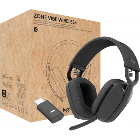 Logitech 981-001198 Zone Vibe Wireless Bluetooth Headphones with Noise-Canceling Mic