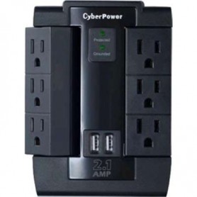 CyberPower CSP600WSU Surge Protector 2-2.1A USB Ports 6 Out Swivel 1200J $75K Ceg