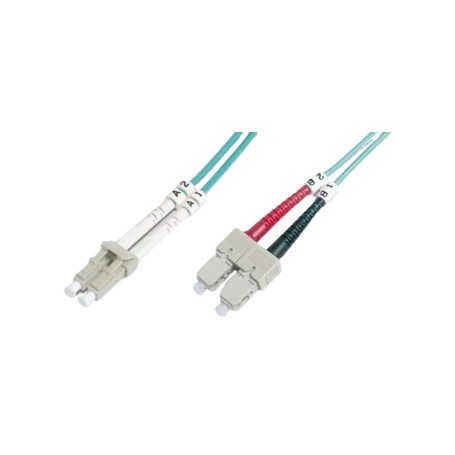 AddOn ADD-SC-LC-3M5OM4 3M Lomm OM4 Fiber Optic Male LC/SC 50/125 Duplex Aqua Cable