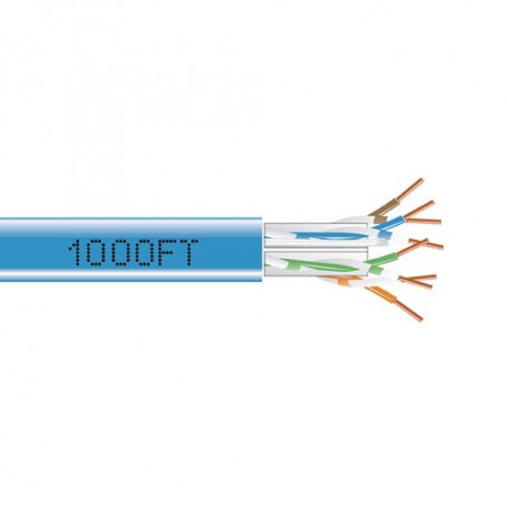 Black Box C6ABC51-BL-1000 CAT6A 650MHz UTP Solid Bulk Cable, Blue, 1000ft