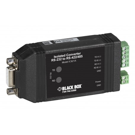 Black Box IC821A Universal RS-232 to RS-422 485 Converter - 1 x DB-9 RS-232 1 x Terminal Block - External