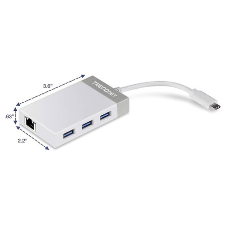 TRENDnet TUC-ETGH3 USB-C to Gigabit Ethernet Adapter + Hub