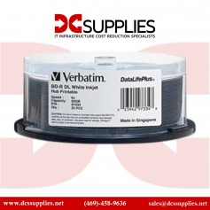 Verbatim 97334 DataLifePlus BD-R DL 50GB 6X White Inkjet Printable 25 Disc Spindle