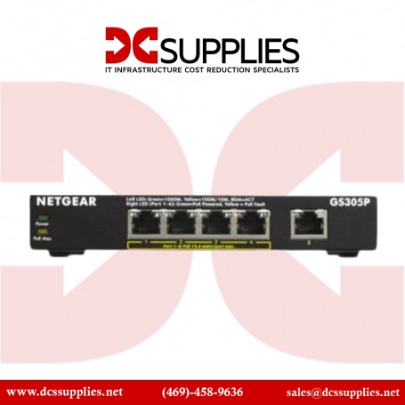 NETGEAR GS305P-200NAS 5 Port Geth PoE+ Unmanaged Switch