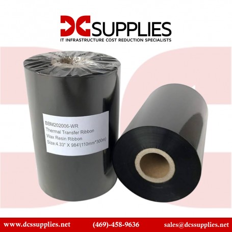 Brother BSS1C600110 Mobile Solutions 110mm 4.33" Wax Resin Thermal Transfer Ribbon  600ft Black