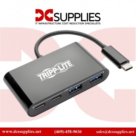 Tripp U460-004-2A2CB Lite USB C Hub Adapter Portable w 2x USB Type C & 2x USB-A Black