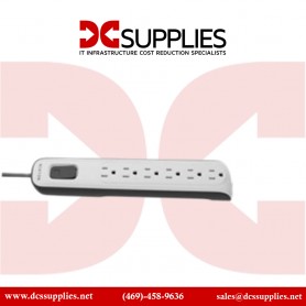 Belkin BV106000-04 6-Oultet Surge Protector w/ Off Switch - 4ft Cord - 600J - ST PLG - White/Gray