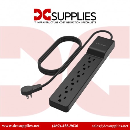 Belkin BSE600-06BLK-WM Surge Protector 6 Outlets 6ft Cord 360-degree Plug 720 Joules Black