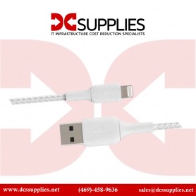 Belkin CAA004BT2MWH BoostCharge Braided USB-C to Lightning Cable (White, 6.6ft)