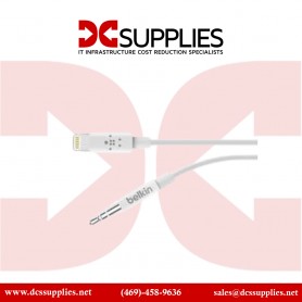 Belkin AV10172BT03-WHT 3.5 mm Audio Cable with Lightning Connectore, 3 ft - White