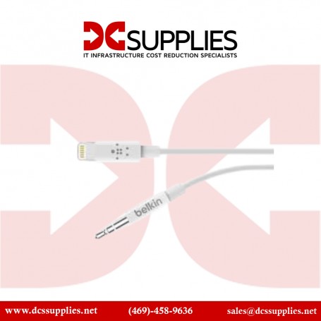 Belkin AV10172BT03-WHT 3.5 mm Audio Cable with Lightning Connectore, 3 ft - White