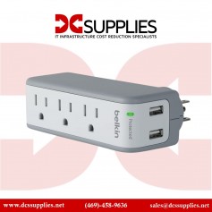 Belkin BST300 SurgePlus 3-Outlet Mini Travel Surge Protector with USB-A Ports