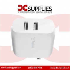 Belkin WCD001DQ1MWH 24W Portable Dual-Port USB-A Wall Charger
