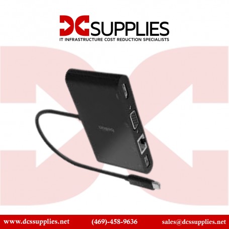 Belkin AVC005BTBK Mutimedia Adapter USBC-Gbe HDMI VGA USBA Black