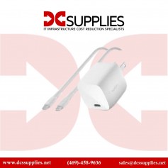 Belkin WCH001DQ1MWH-B5 30W USB-C GaN Wall Charger + USB-C to Lightning Cable White