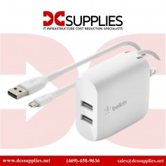 belkin WCE002DQ1MWH Dual USB-A Wall Charger 24W + USB-A to Micro-USB cable