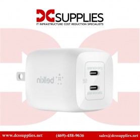 Belkin WCH013DQWH BoostCharge Pro 65W Dual USB-C GaN Wall Charger