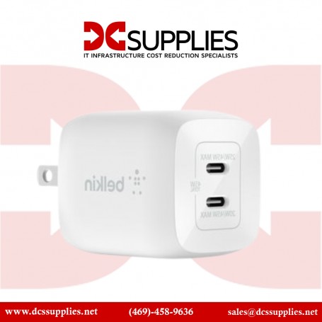 Belkin WCH013DQWH BoostCharge Pro 65W Dual USB-C GaN Wall Charger