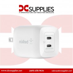 Belkin WCH013DQWH Dual USB-C GaN Wall Charger with PPS 65W