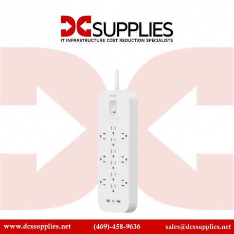 Belkin SRA007P12TT6 12-Outlet Surge Protector with USB (6FT White)