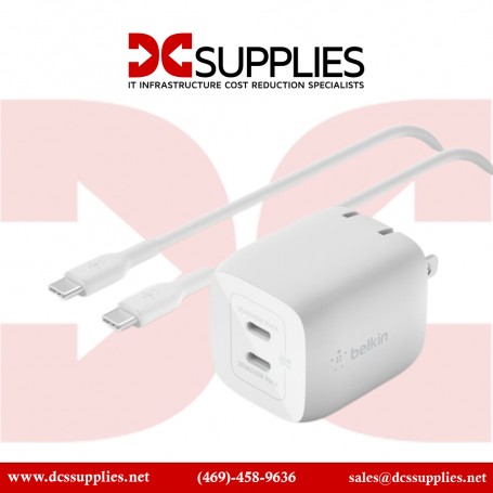 Belkin WCH011DQ2MWH-B6 45W Dual USB-C Gan Charger with Cable