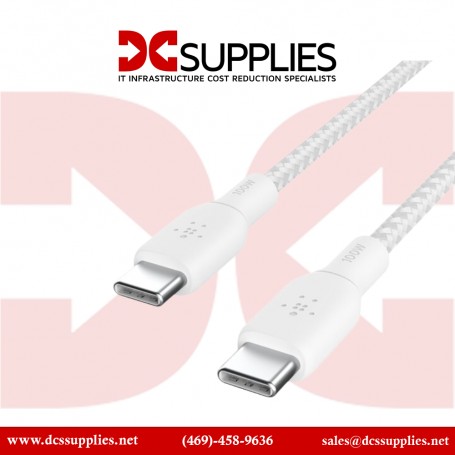 BELKIN CAB014BT2MWH BRAIDED USB-C/USB-C CABLE SUPPORTS FAST CHARGING UP