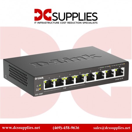 D-Link DGS-1008P PoE Switch, 8 Port Ethernet Gigabit Unmanaged Desktop Switch