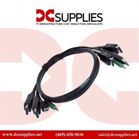 Black Box SKVMCBL-2DP-10 Each end 1 USB 2 DisplayPort 1 3.5mm Audio KVM Cable 10ft TAA