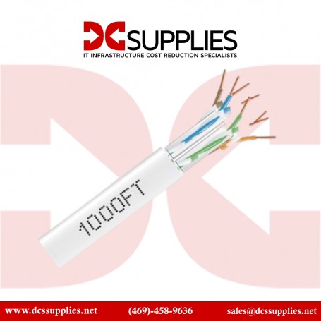 "Black Box C6ABC50S-STR-WH-1000 CAT6A Stranded UTP 650MHz Bulk Cable, White - Premium CAT6A bulk cable for 10G networking applic