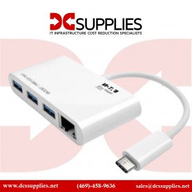 Tripp Lite U460-003-3AG 3-Port USB-C to USB-A Hub Portable with Gigabit Ethernet Port RJ45