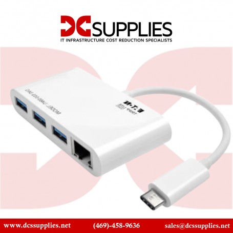 Tripp Lite U460-003-3AG 3-Port USB-C to USB-A Hub Portable with Gigabit Ethernet Port RJ45