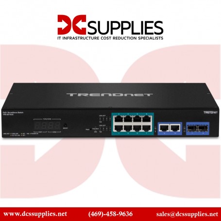 TRENDnet TPE-3012LS 12-Port Gigabit PoE+ Smart Surveillance Switch 8 x Gigabit PoE+ Ports 2 x Gigabit Ports
