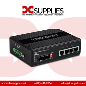 TRENDnet TI-UPG62 6-Port Hardened Industrial Gigabit Ultra PoE DIN-Rail Switch Rugged Housing 240W Power Budget