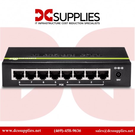 TRENDnet TPE-TG80G 8-Port Gigabit PoE+ Switch 123W Power Budget 16 Gbps Switching Capacity Metal