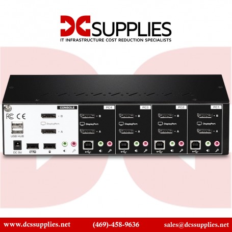 TRENDnet TK-440DP 4-Port Dual Monitor Display Port KVM Switch, 4K UHD, USB