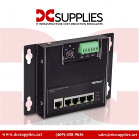 TRENDnet TI-PG50F 5-Port Industrial Gigabit PoE+ Wall-Mounted Front Access Switch