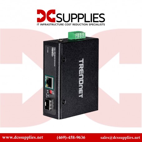 TRENDnet TI-PF11SFP Hardened Industrial SFP to Gigabit PoE+ Media Converter for Reliable Networking