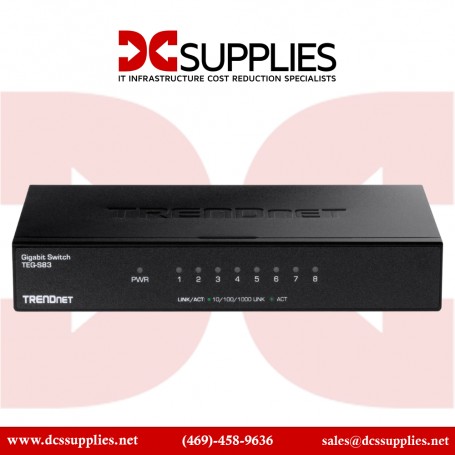 TRENDnet TEG-S83 8-Port Gigabit Desktop Switch 8 x Gigabit RJ-45 Ports, Ethernet Splitter