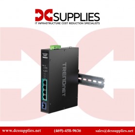 TRENDnet TI-PGM541 5-port Industrial Gigabit PoE+ DIN-Rail Switch -20° - 65°C (-4° - 149°F), TAA Compliant,